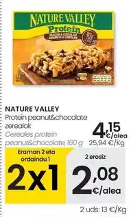 Eroski Nature valley - cereales protein peanut&chocolate oferta