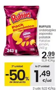 Eroski Ruffles - patatas jamón oferta