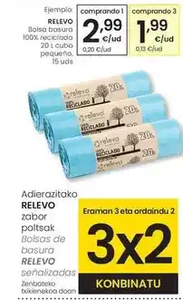 Eroski Relevo - bolsa basura 100% reciclado 20 l cubo pequeno oferta