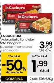 Eroski La cocinera - lasañas y canelones señalizados oferta