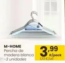 Eroski M-home - percha de madera blanca oferta