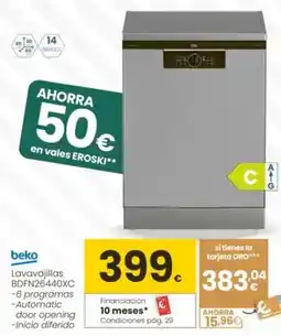 Eroski Beko - lavavajillas bdfn26440xc oferta
