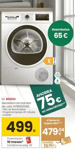 Eroski Bosch - secadora con bomba de calor wtr83200es oferta