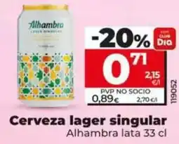 Dia Alhambra - cerveza lager singular oferta