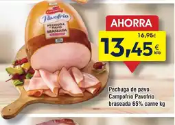 FROIZ Pechuga de pavo Campofrío Pavofrío braseada 65% carne oferta
