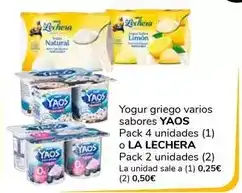 Supeco Yaos - yogur griego varios sabores pack 4 unidades (1) o la lechera pack 2 unidades oferta