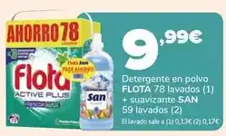 Supeco Flota / san - detergente en polvo 78 lavados + suavizante 59 lavados oferta