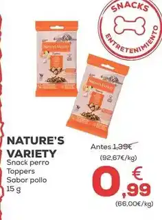Kiwoko Nature's variety - snack perro toppers sabor pollo oferta