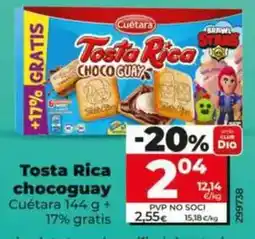 Dia Cuétara - tosta rica chocoguay 144 g + 17% gratis oferta