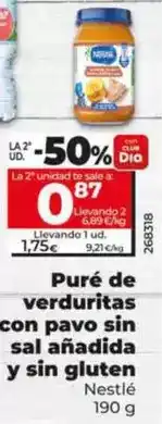 Dia Nestlé - puré de verduritas con pavo sin sal anadida y sin gluten oferta