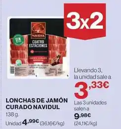 Hipercor Navidul - lonchas de jamon curado oferta