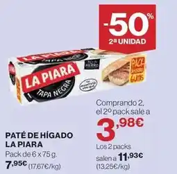 Hipercor La piara - pate de higado oferta