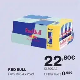 Hipercor Red bull - pack de 24 x 25 cl oferta