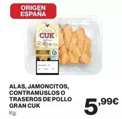 Hipercor Origen - alas, jamoncitos, contramuslos o traseros de pollo gran cuk oferta