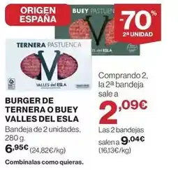 Hipercor Origen - burger de ternera o buey oferta
