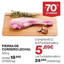 Hipercor Pierna de cordero lechal oferta
