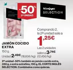Hipercor El corte inglés - jamón cocido extra oferta