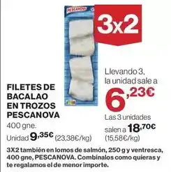 Hipercor Pescanova - filetes de bacalao en trozos oferta