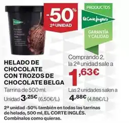 Hipercor Helado de chocolate con trozos de chocolate belga oferta