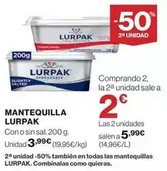 Hipercor Lurpak - mantequilla oferta