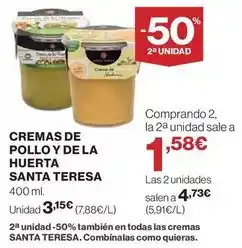 Hipercor Santa teresa - cremas de pollo y de la huerta oferta