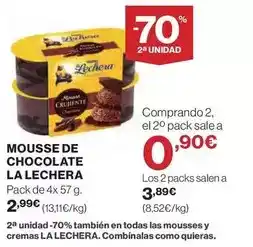 Hipercor La lechera - mousse de chocolate oferta