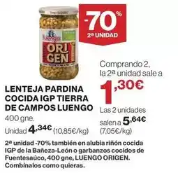 Hipercor Luengo - lenteja pardina cocida igp tierra de campos oferta