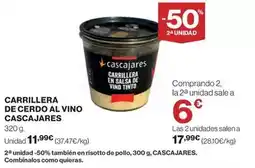 Hipercor Cascajares - carrillera de cerdo al vino oferta