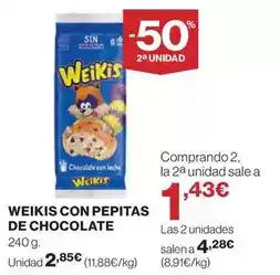 Hipercor Nestlé - weikis con pepitas de chocolate oferta