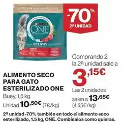 Hipercor Purina one - alimento seco para gato esterilizado oferta