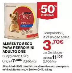 Hipercor Purina - alimento seco para perro mini adulto one oferta