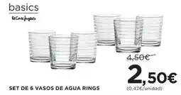 Hipercor El corte inglés - set de 6 vasos de agua rings oferta