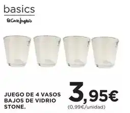 Hipercor El corte inglés - juego de 4 vasos bajos de vidrio stone oferta