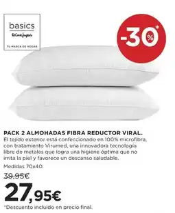 Hipercor Pack 2 almohadas fibra viral oferta