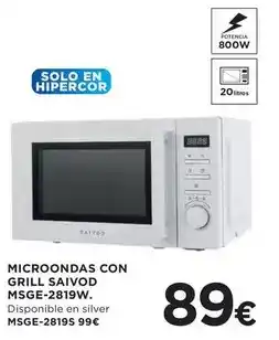 Hipercor Saivod - microondas con grill msge-2819w oferta