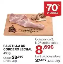El Corte Inglés Paletilla de cordero lechal oferta