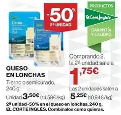 El Corte Inglés El corte inglés - queso en lonchas oferta