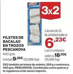 El Corte Inglés Pescanova - filetes de bacalao en trozos oferta
