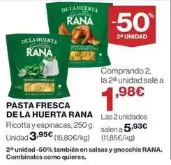 El Corte Inglés Rana - pasta fresca de la huerta oferta