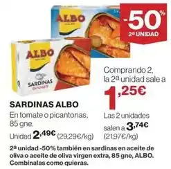 El Corte Inglés Albo - sardinas oferta