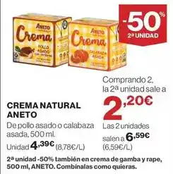 El Corte Inglés Aneto - crema natural oferta