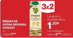 El Corte Inglés Vivesoy - bebida de avena original oferta