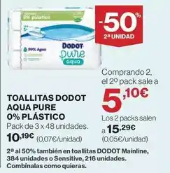 El Corte Inglés Dodot - toallitas aqua pure 0% plástico oferta