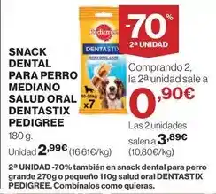 El Corte Inglés Pedigree - snack dental para perro mediano salud oral dentastix oferta