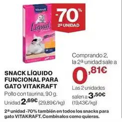 El Corte Inglés Vitakraft - snack liquido funcional para gato oferta