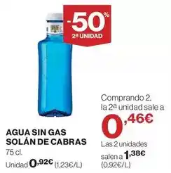 El Corte Inglés Solán de cabras - agua sin gas oferta