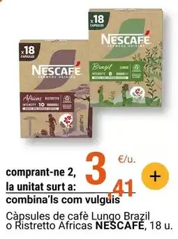 BonpreuEsclat Nescafé - capsules de cafe lungo brazil o ristretto africas oferta