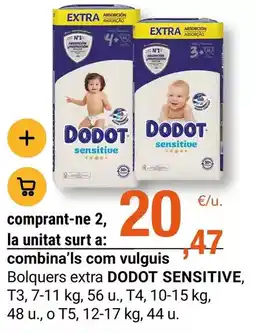 BonpreuEsclat Dodot sensitive - bolquers extra oferta