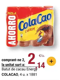 BonpreuEsclat Cola cao - batut de cacau energy oferta