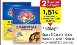 FROIZ Queso El Caserío rallado especial gratinar 4 Quesos o Emmental oferta